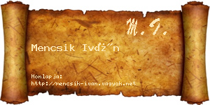 Mencsik Iván névjegykártya