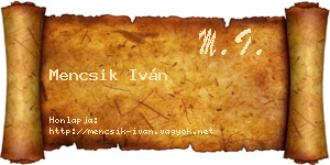 Mencsik Iván névjegykártya